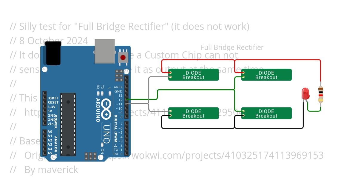 Silly test for "Full Bridge Rectifier" (it does not work) simulation