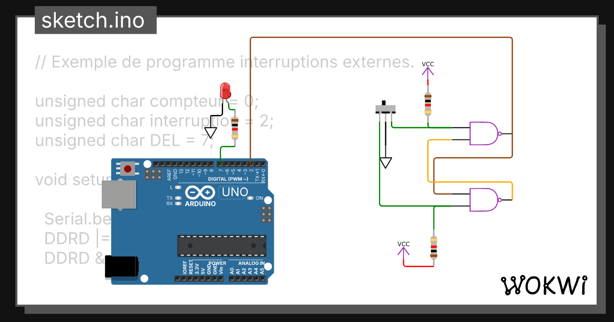 Demo INT0 + RS + Registres - Wokwi ESP32, STM32, Arduino Simulator