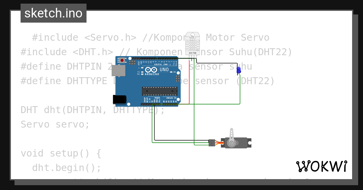 acha servo + dht - Wokwi ESP32, STM32, Arduino Simulator