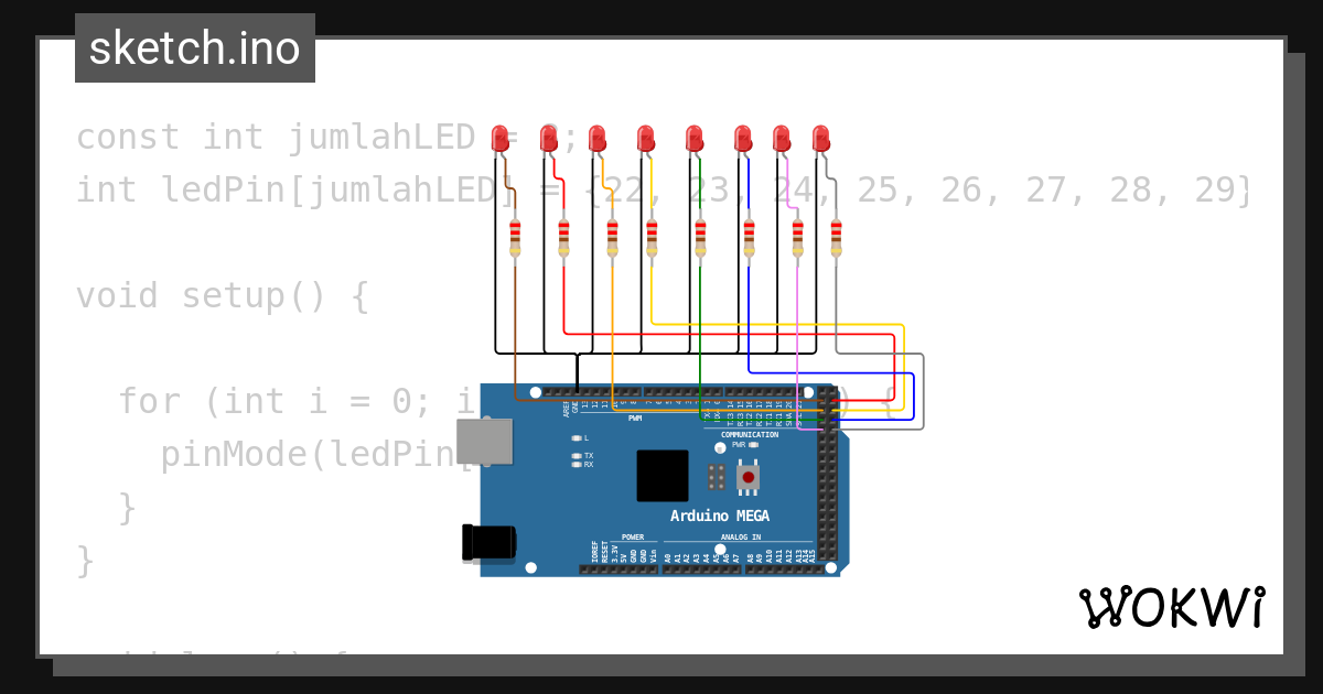 LED array 23.11.5861 - Wokwi ESP32, STM32, Arduino Simulator