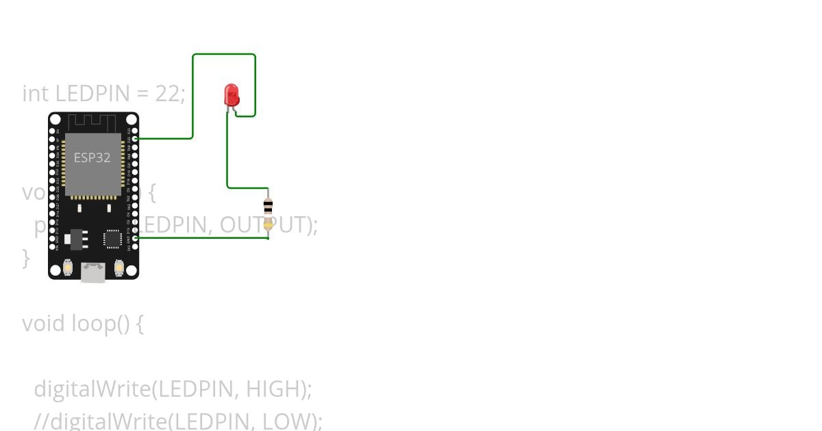 ESP32 - Lecture 1A - Single LED HIGH/LOW state simulation
