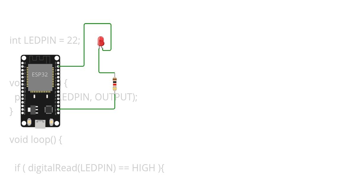 ESP32 - Lecture 1B - Single LED blinking with time delay simulation