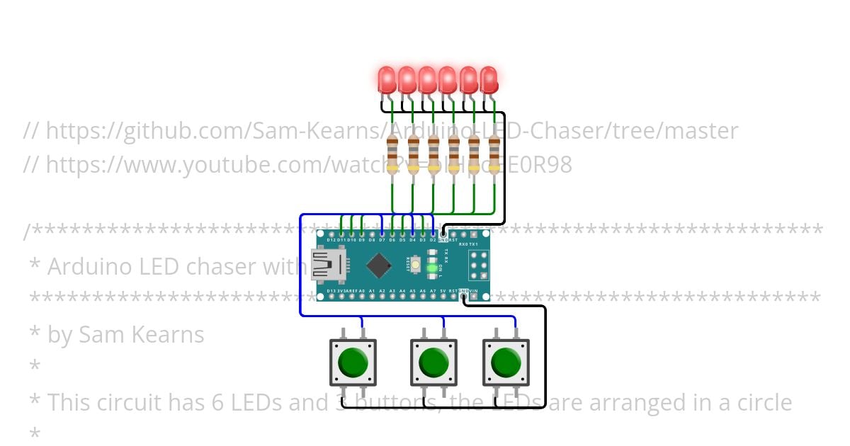 Arduino_6-LEDS_Chaser_Buttons simulation