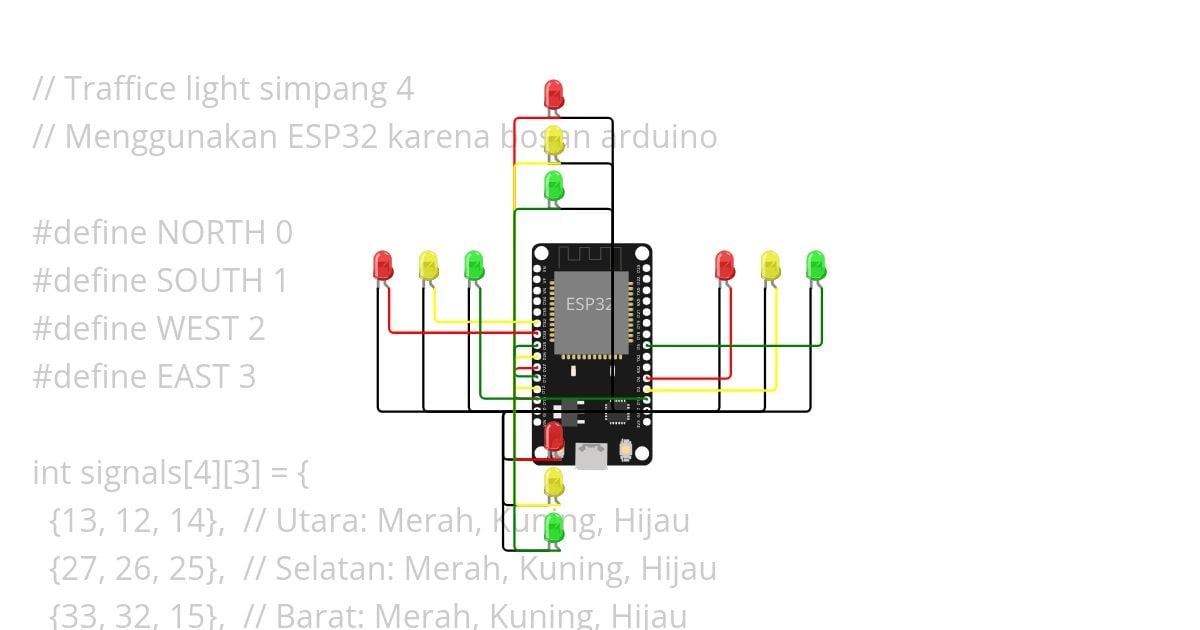 Traffice Light Simpang 4 ESP32 simulation