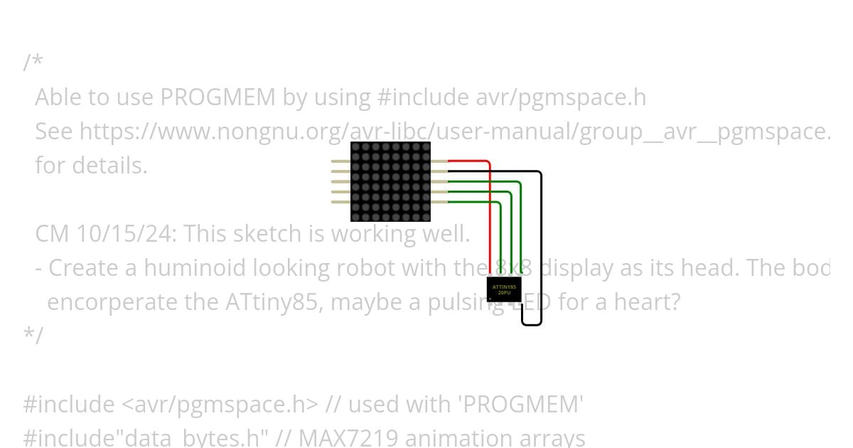 MAX7219_ATTiny85_NoLibrary_layout_fc16 simulation