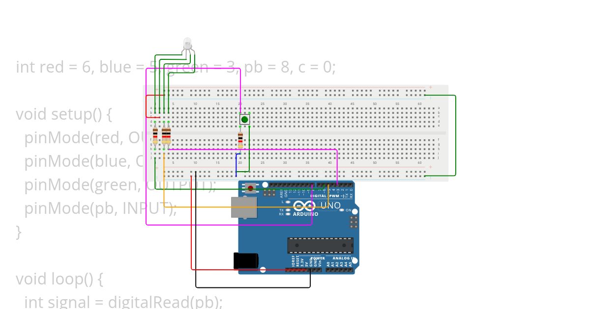 bread board with push button simulation