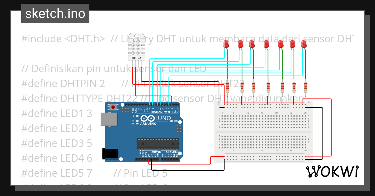 Sensor DHT22 dan Arduino - Wokwi ESP32, STM32, Arduino Simulator