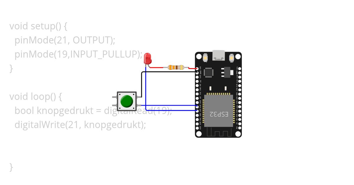 Led naar + button naar – opdracht 6 simulation