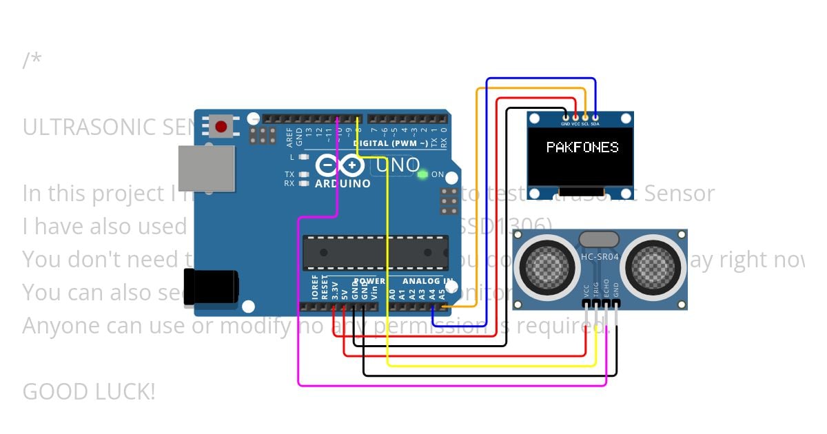  Interfacing an Ultrasonic Sensor and OLED Display with Arduino simulation