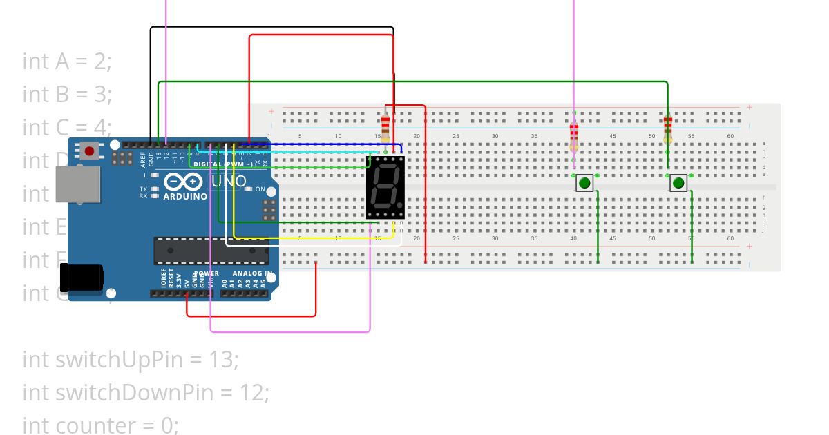 Seven Segment w/ push button simulation