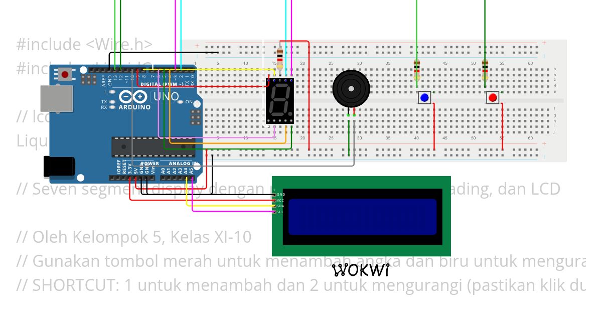 [Kel 5 XI 10] Seven Segment Display dengan Push Button simulation
