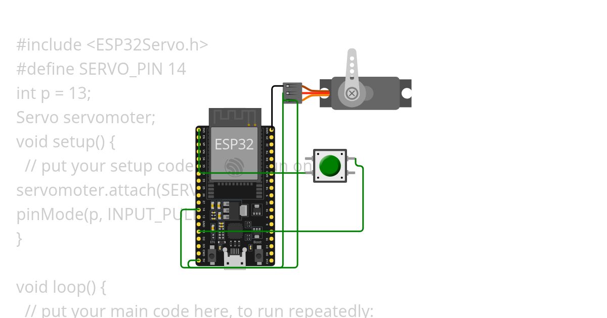 IF BUTTON PREESED THE SERVO GOES VARY FAST UP IF NOT THEN GOES DOWN FAST simulation