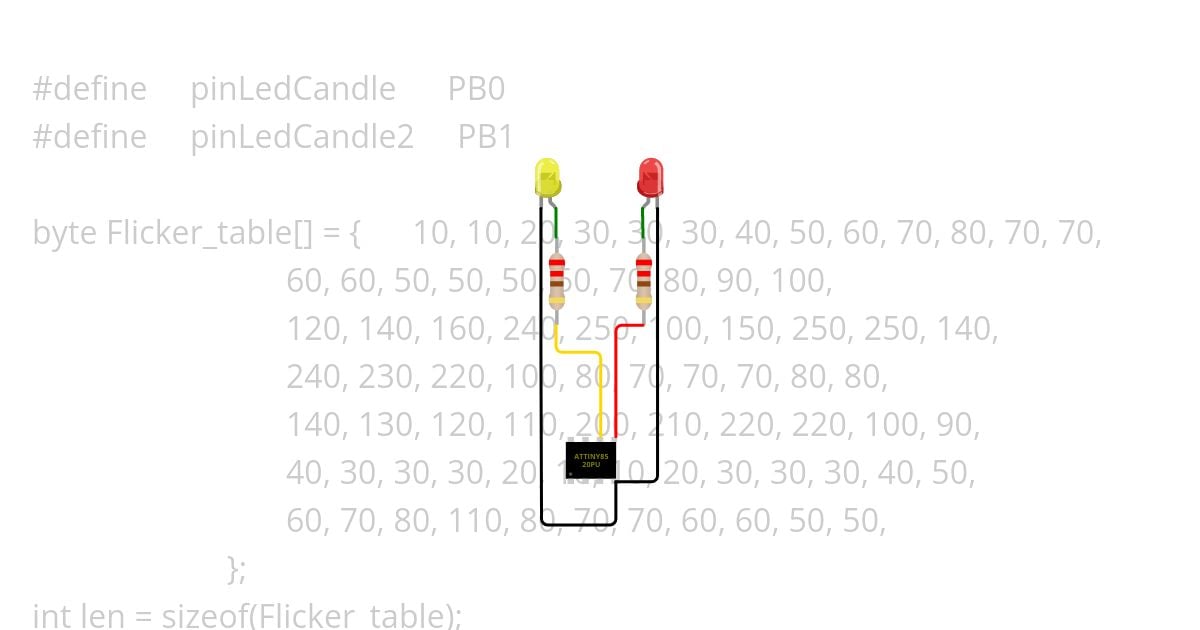 Attiny candle flicker Copy simulation