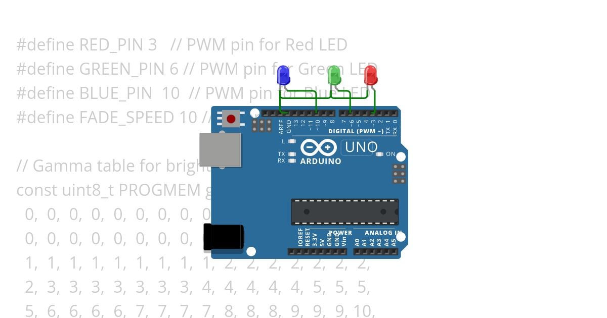 three led fade.ino  simulation