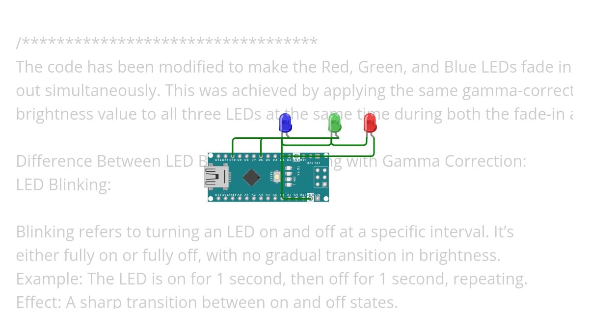 three led  blinking and fade.ino simulation