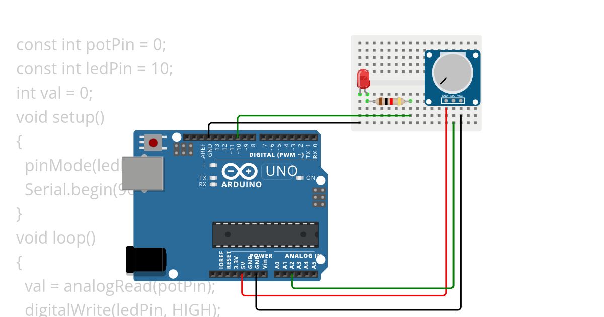 EXP6- LED blink potentiometer simulation
