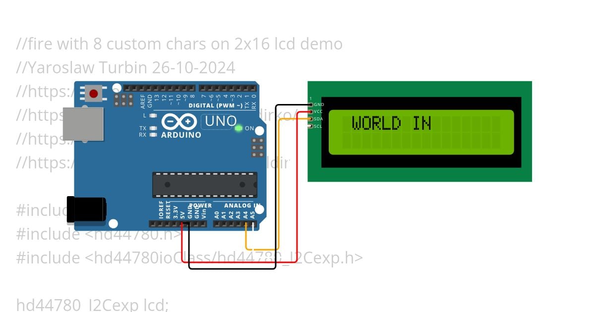 liq lcd16x2 fire simulation