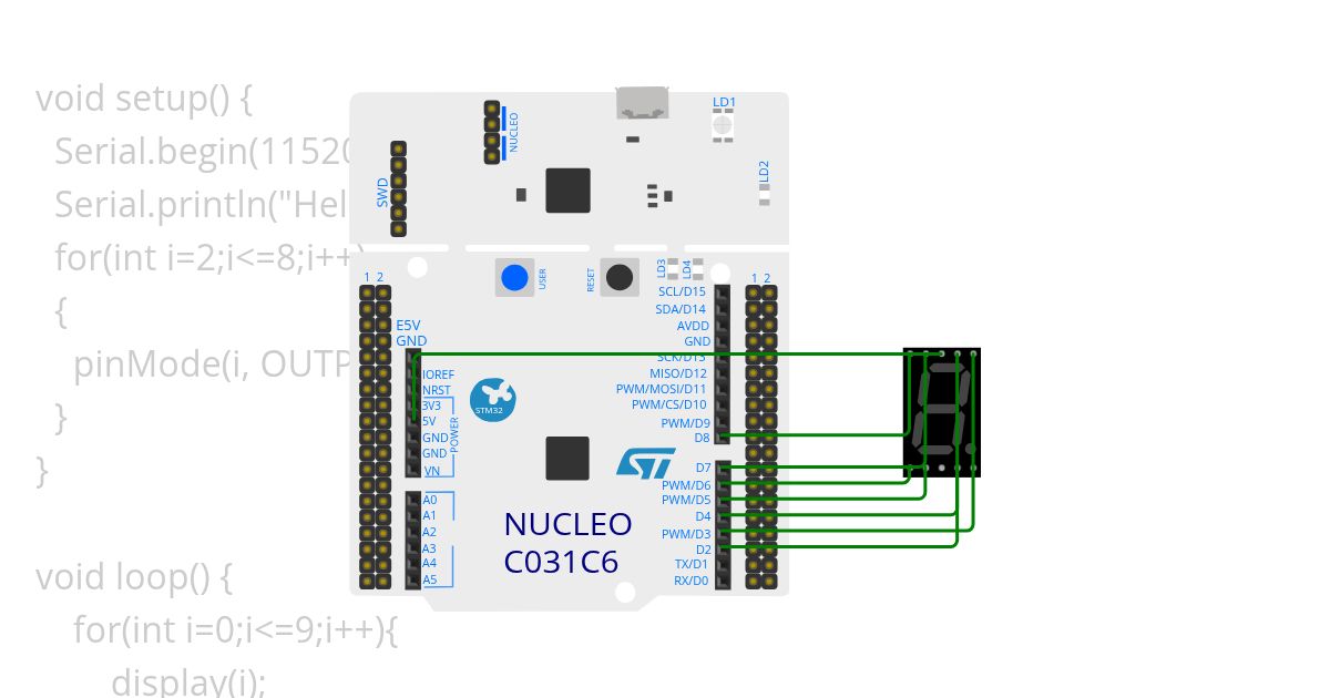 led glow alphanumeric stm32 simulation