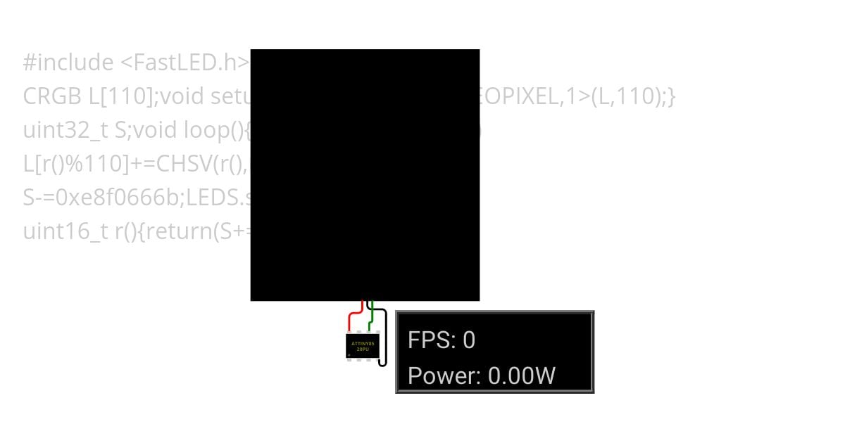 ATTiny85_FastLED Random HSV fades 256B simulation