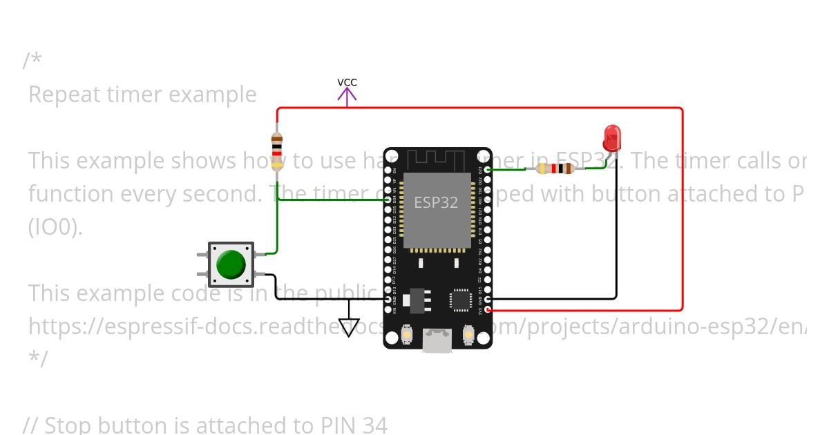 Repeat Timer Example ESP32 v3 simulation