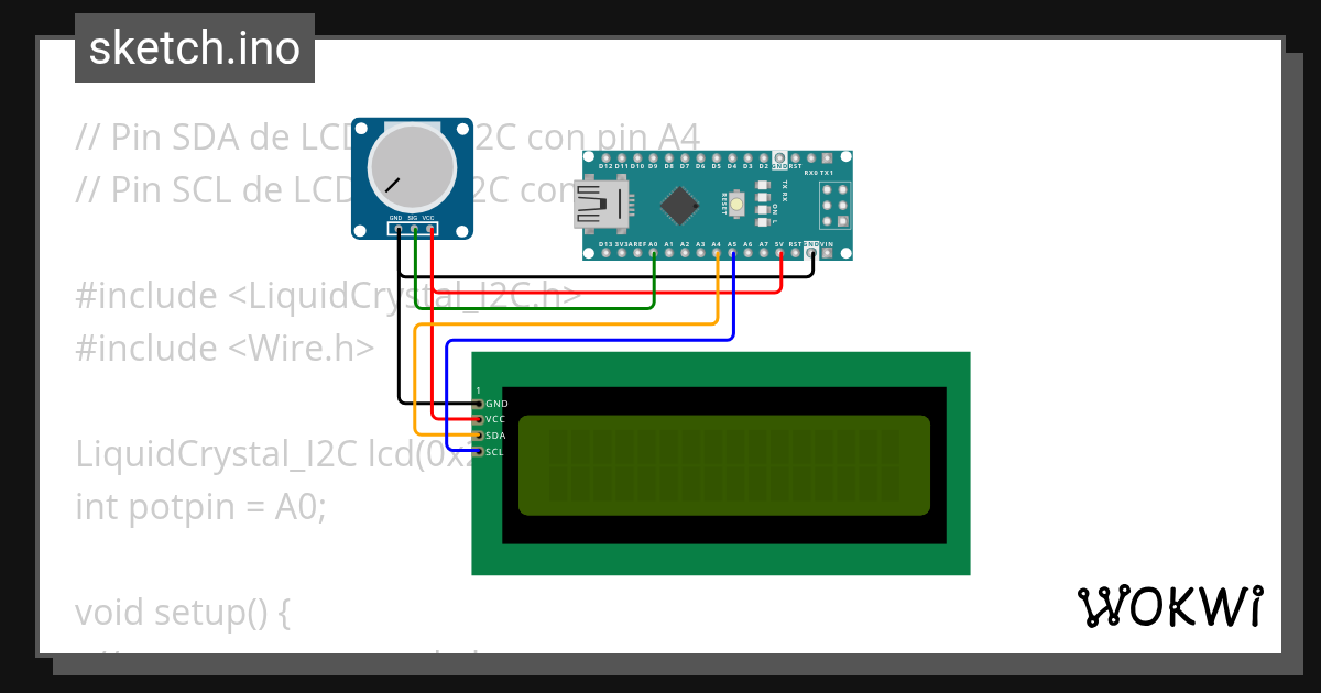 ADC Nano-Servo-LCD - Wokwi ESP32, STM32, Arduino Simulator