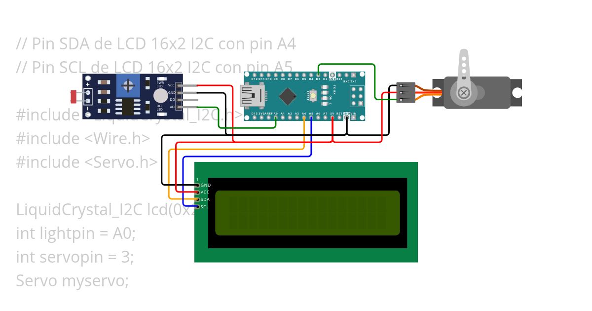 ADC Nano-Servo-LCD-LDR simulation