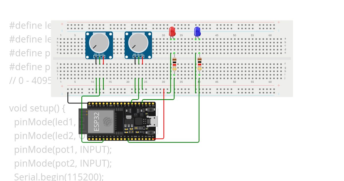 esp32 2 potentiometer simulation