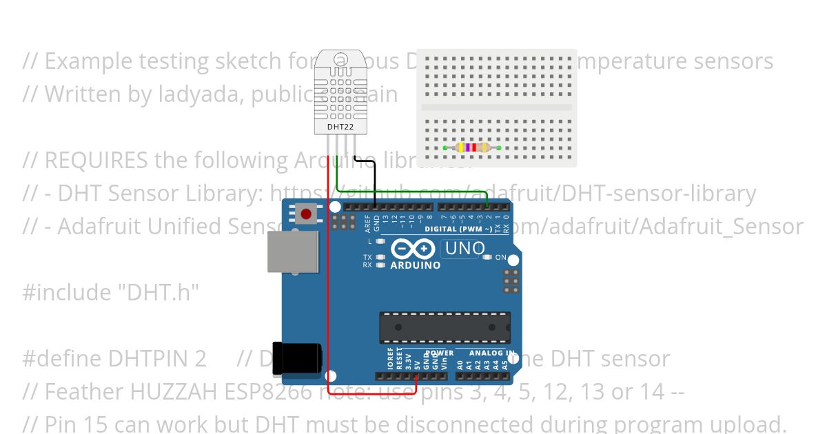 DHT22 com Arduino Uno simulation