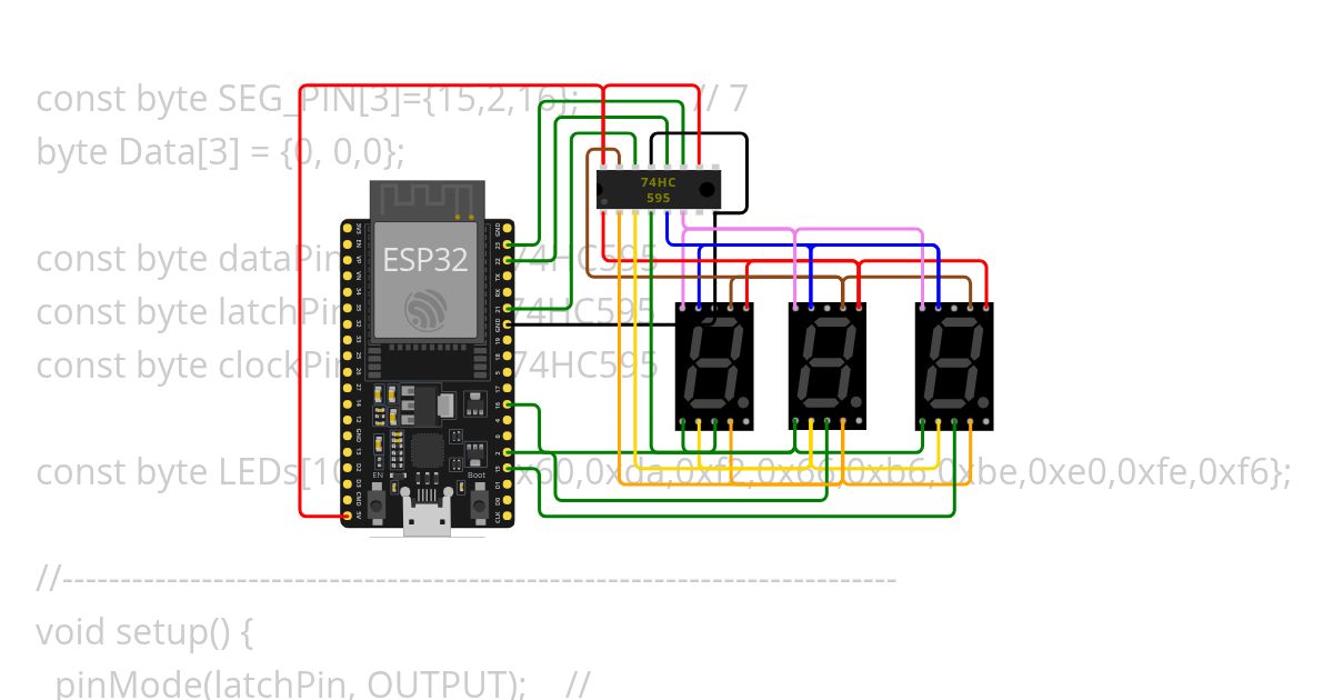 esp32控制2個七段_使用74595 Copy simulation