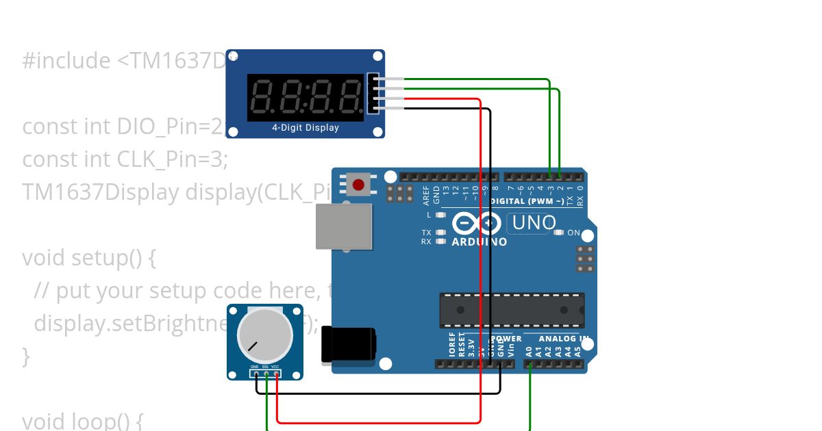 7 Seg 4d+Potentiometer simulation