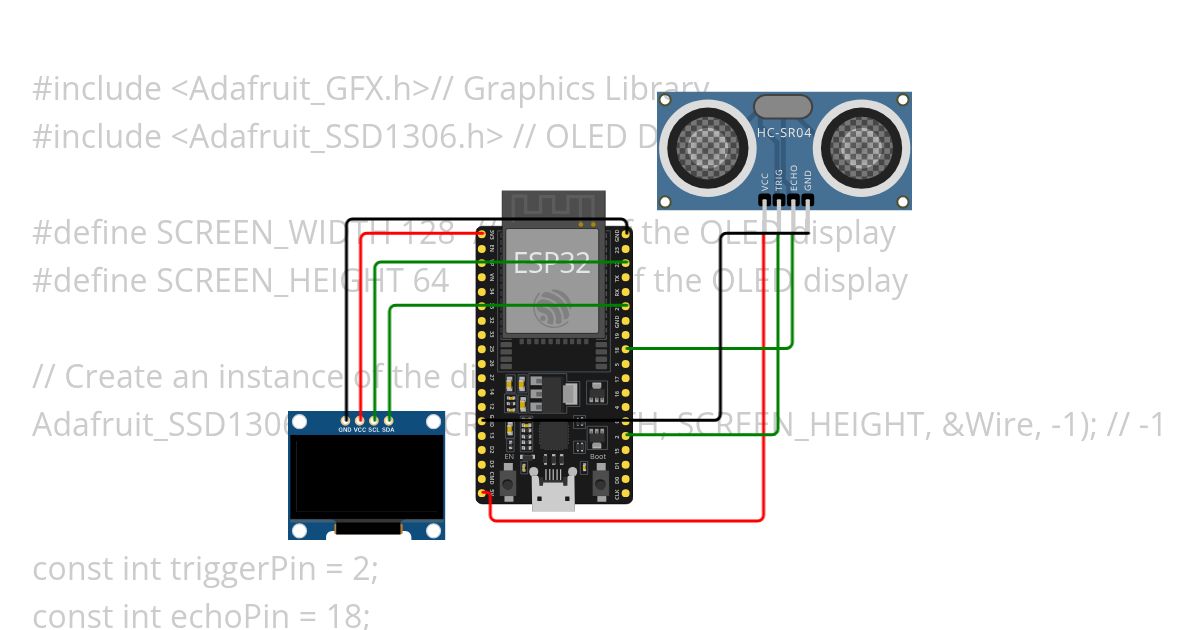 Ultrasonic sensor+OLED DIsplay Copy simulation