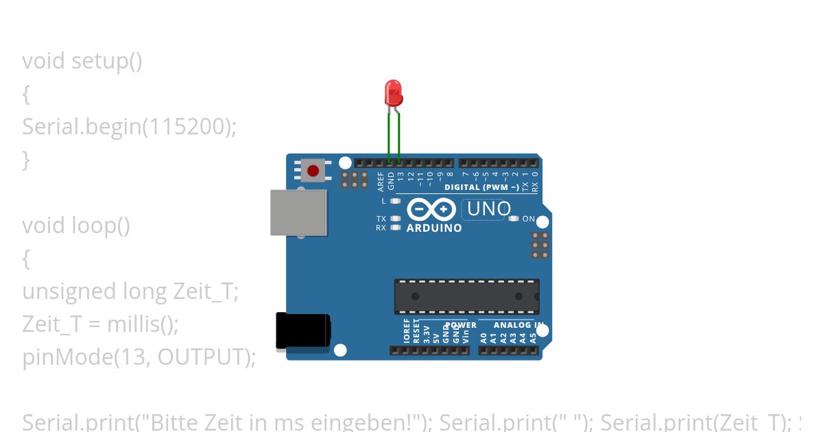 Zeit Abfrage mit Pause und Status LED simulation