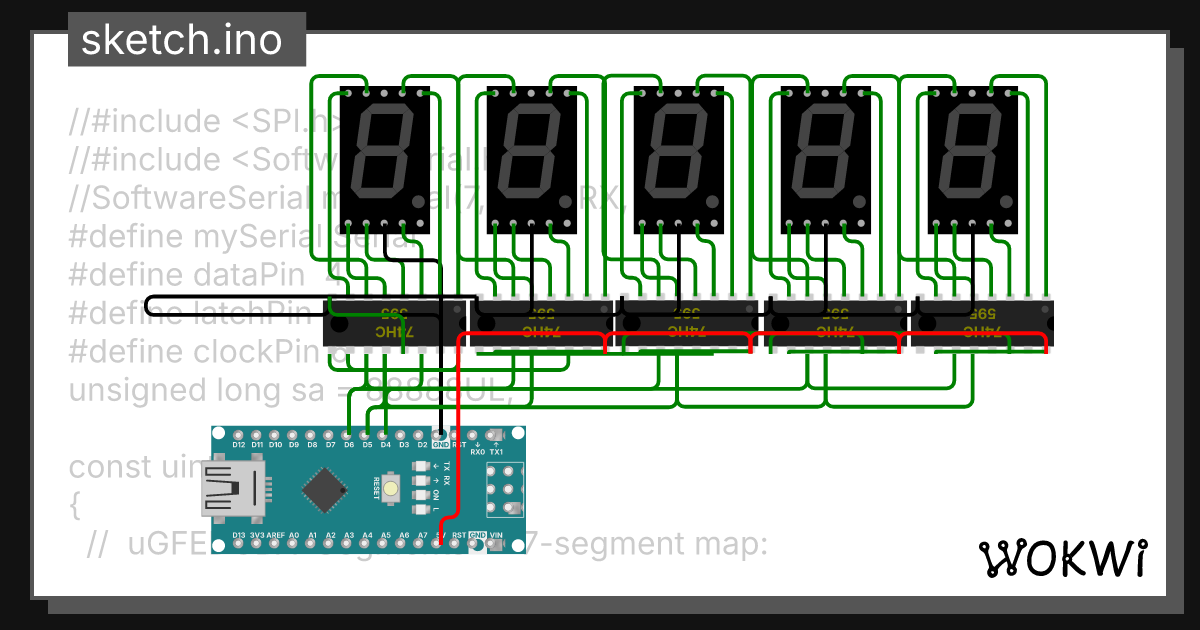 5x7seg wokwi esp32 stm32 arduino simulator