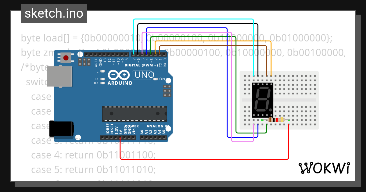 7-segment display - mdz - Wokwi ESP32, STM32, Arduino Simulator