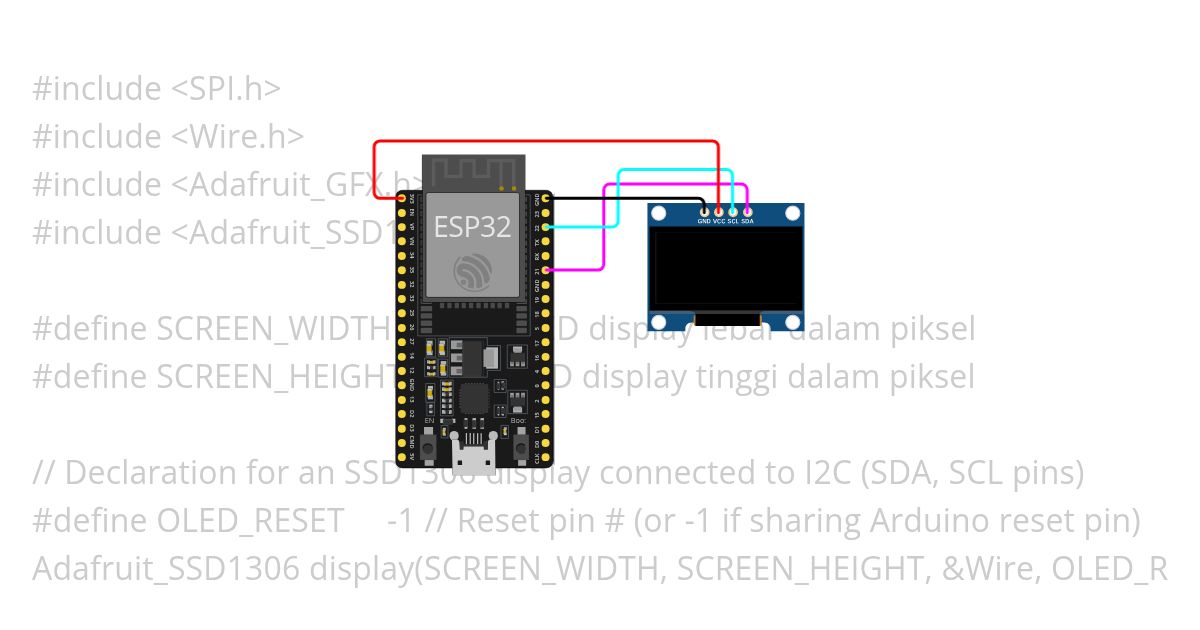 LATIHAN ESP32 OLED DISPLAY simulation