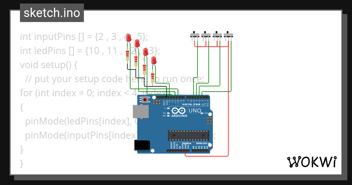 Arduino LEDs & switches reem raed Wokwi ESP32, STM32, Arduino Simulator