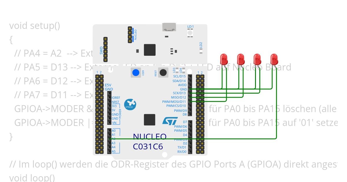 LED_Lauflicht_GPIOx->ODR simulation