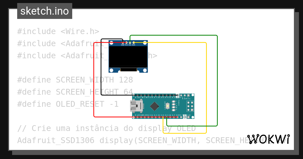 oLED + Arduino Nano - Wokwi ESP32, STM32, Arduino Simulator
