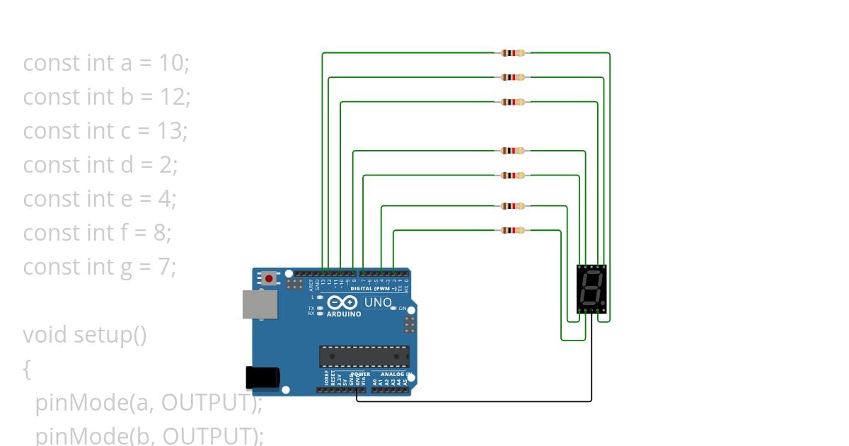 seven segment display with arduino  simulation