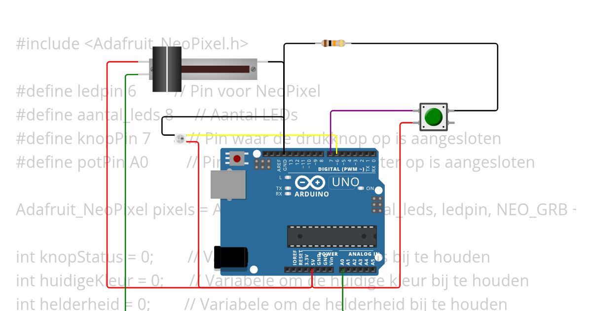 Oefening 2 knop potentiometer simulation