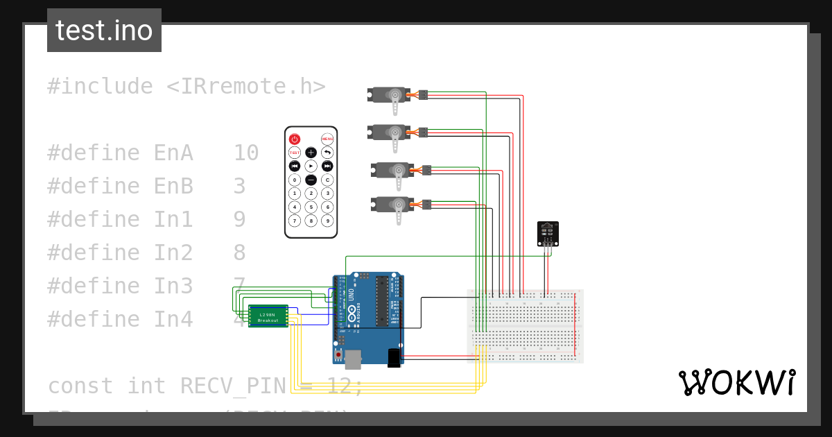 Car Prototype test - Wokwi ESP32, STM32, Arduino Simulator image.