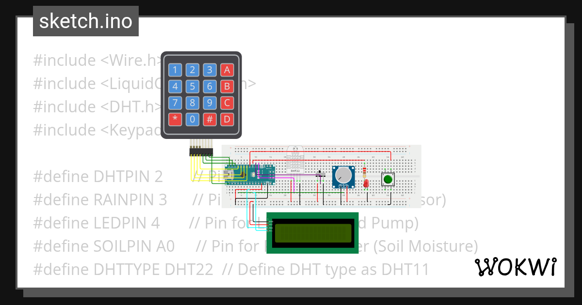 Smart irrigation system Wokwi ESP32, STM32, Arduino Simulator