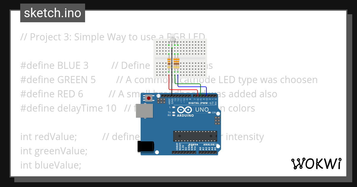 Simple Way to use a RGB LED Wokwi ESP32, STM32, Arduino Simulator