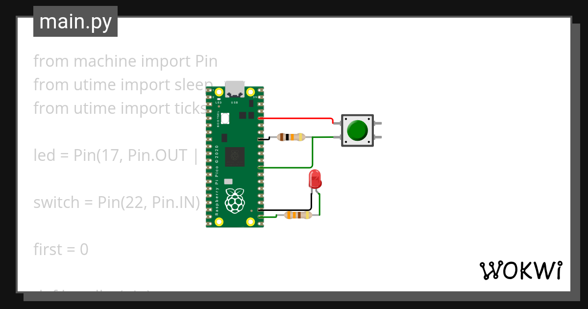 LED switch Wokwi ESP32, STM32, Arduino Simulator