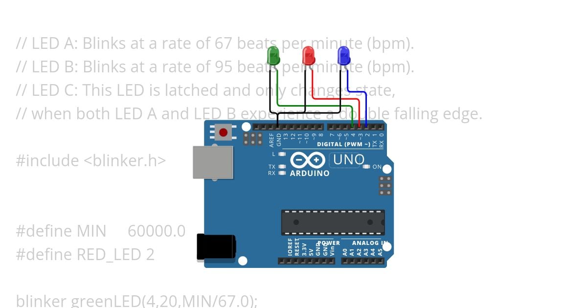 Three LED challenge simulation