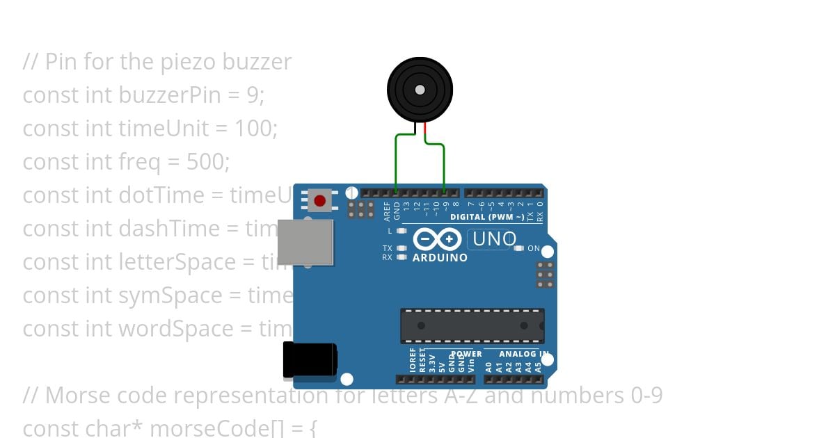 Morse Code on Piezo w/ Uno simulation