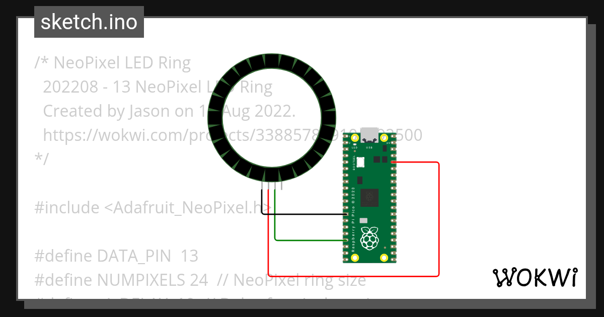 NeoPixel LED Ring 彩虹特效 Wokwi ESP32, STM32, Arduino Simulator