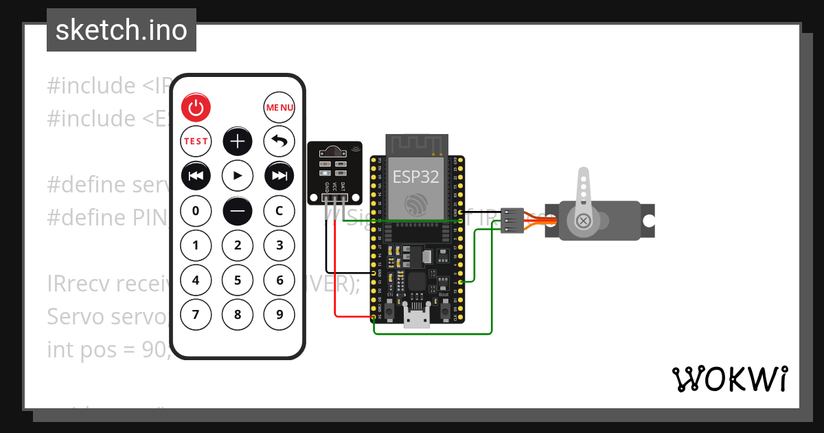 Sesi 16_IR + Servo Wokwi ESP32, STM32, Arduino Simulator