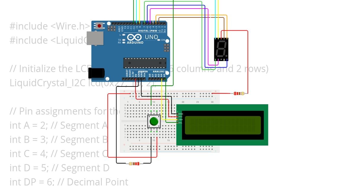 Seven segment and push button simulation