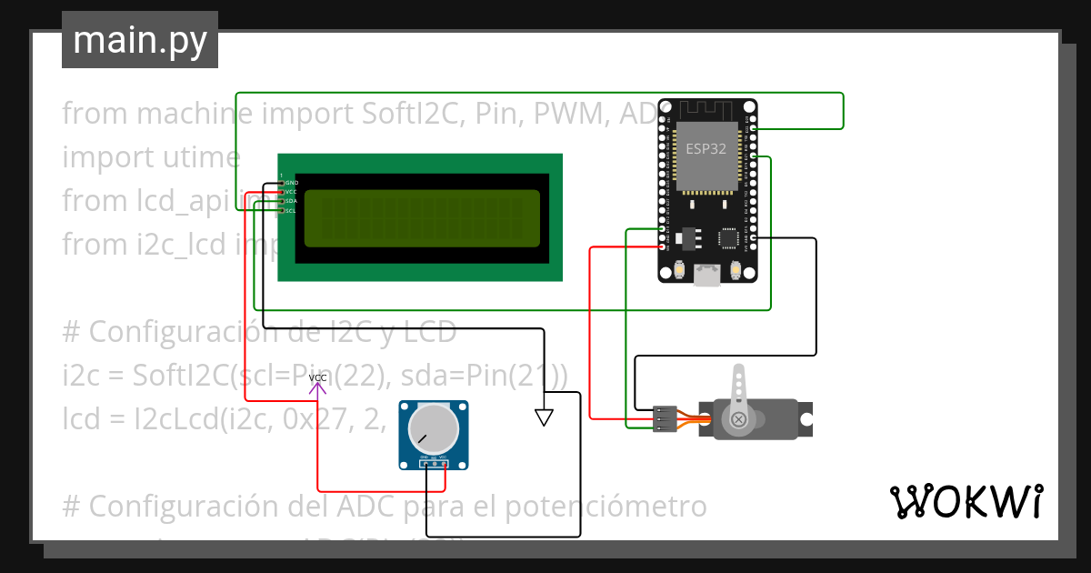 Servo_control_potenciometro_lcd Wokwi ESP32, STM32, Arduino Simulator